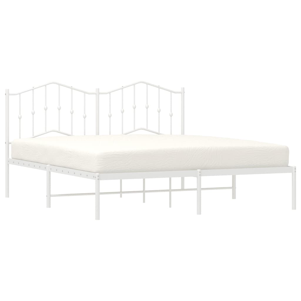 Sengeramme i metall med sengegavl hvit 180x200 cm vidaXL
