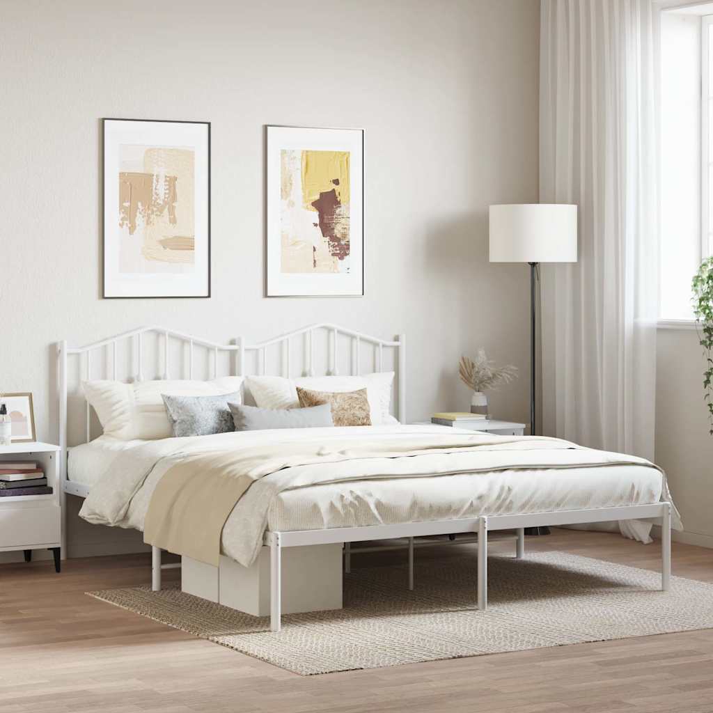 Sengeramme i metall med sengegavl hvit 180x200 cm vidaXL