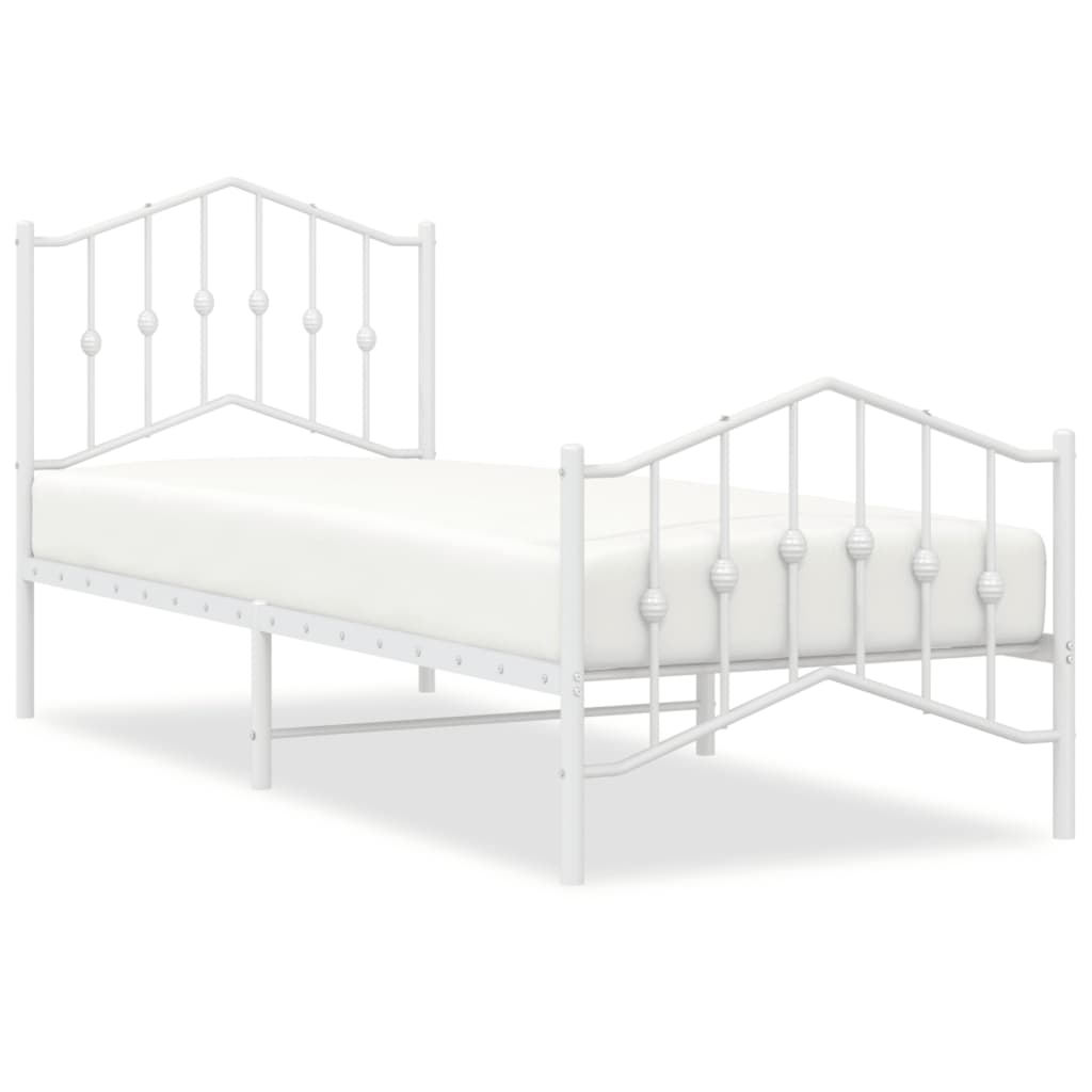 Sengeramme i metall med hode- og fotgavl hvit 80x200 cm vidaXL