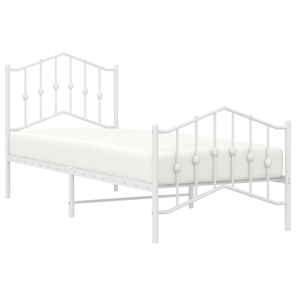 Sengeramme i metall med hode- og fotgavl hvit 80x200 cm vidaXL