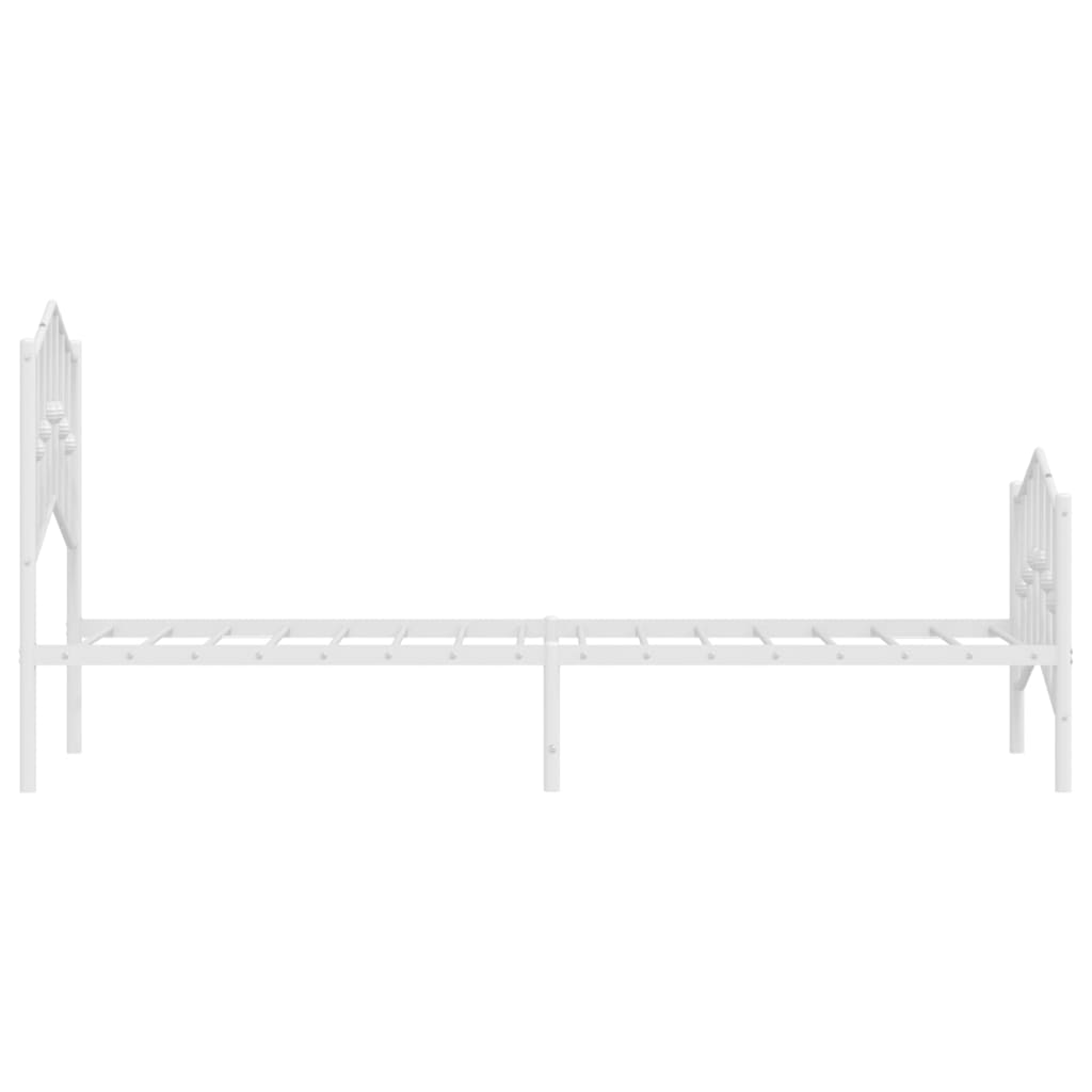 Sengeramme i metall med hode- og fotgavl hvit 80x200 cm vidaXL