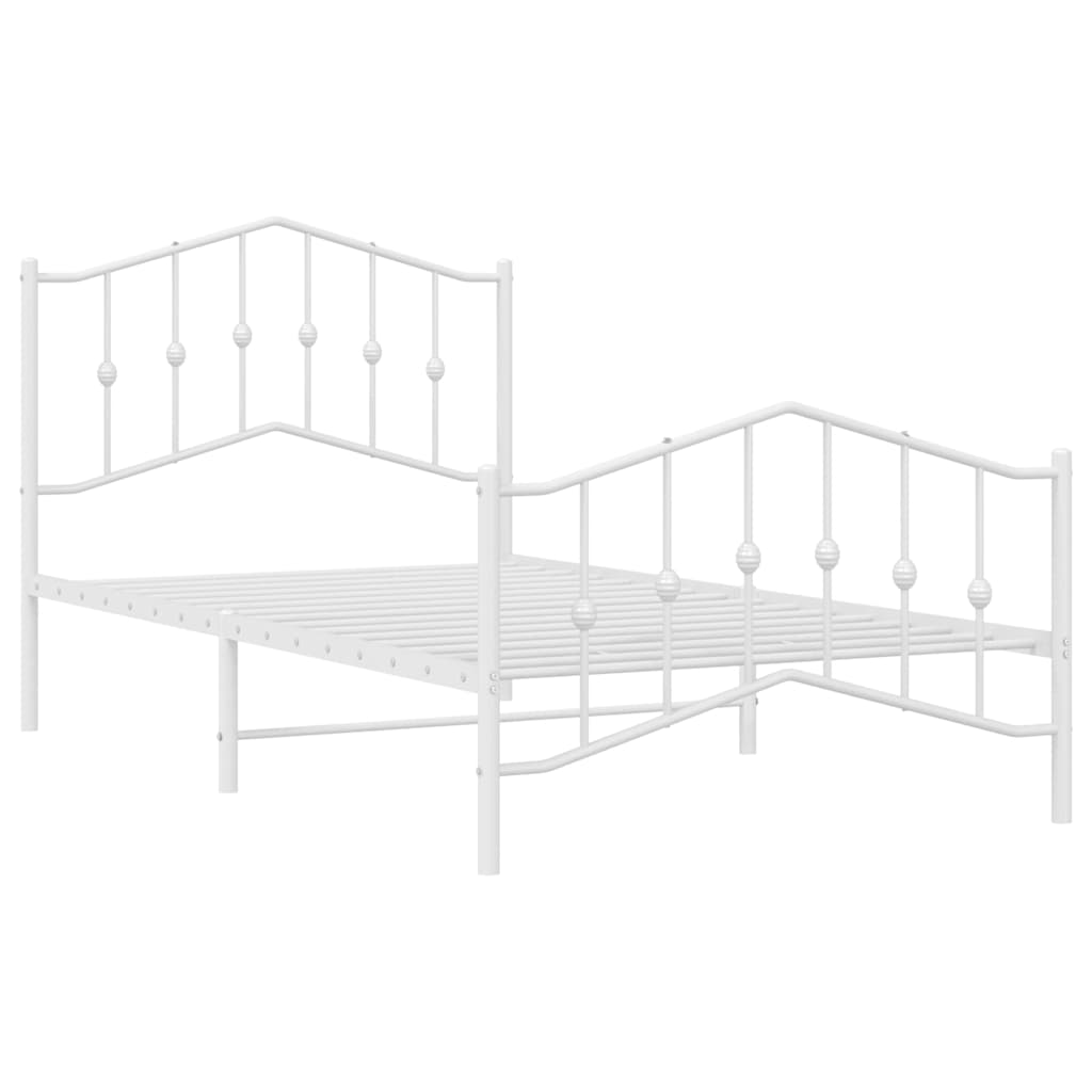 Sengeramme i metall med hode- og fotgavl hvit 100x190 cm