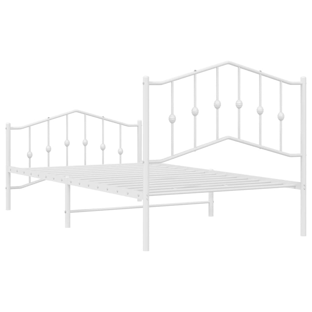Sengeramme i metall med hode- og fotgavl hvit 100x190 cm
