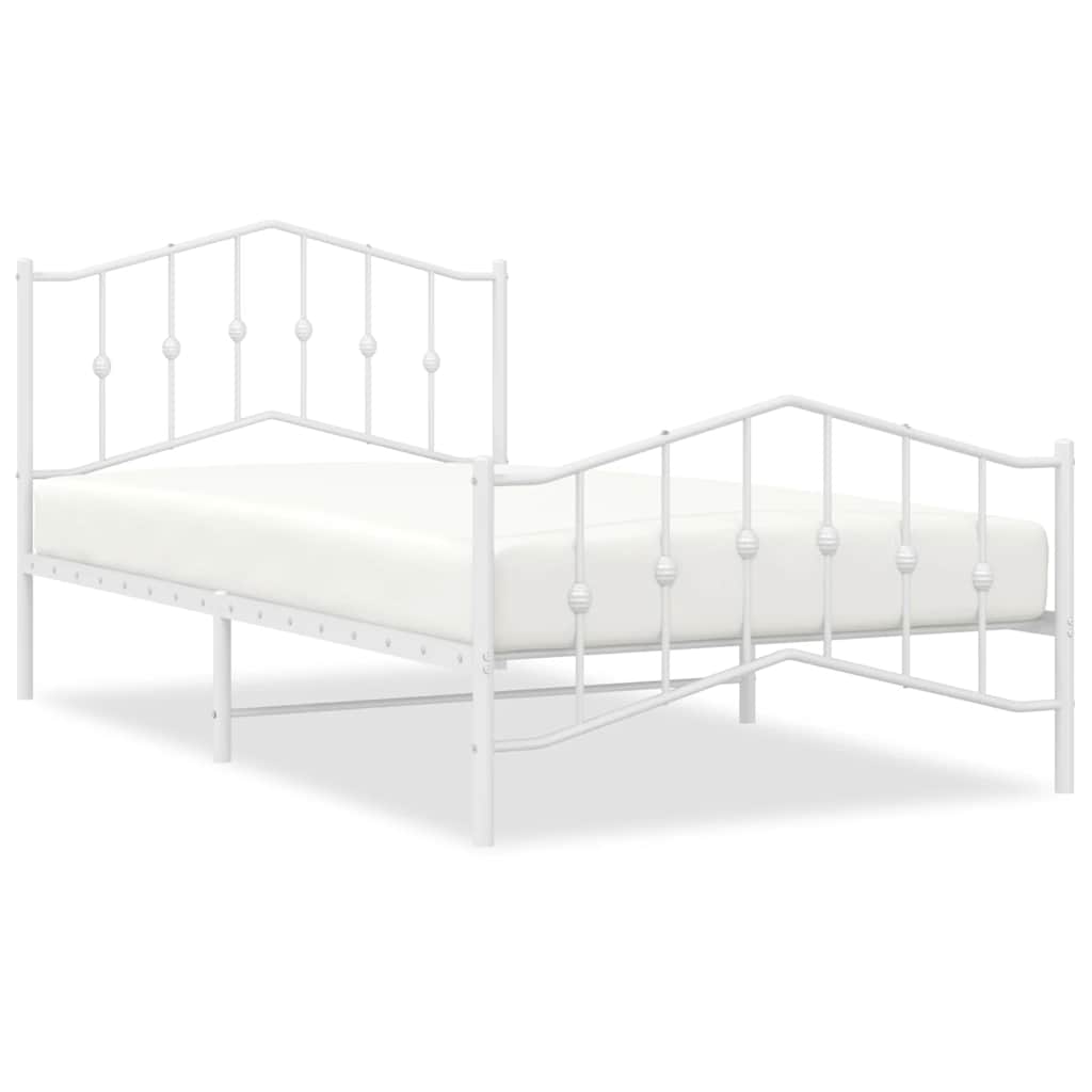 Sengeramme i metall med hode- og fotgavl hvit 100x200 cm