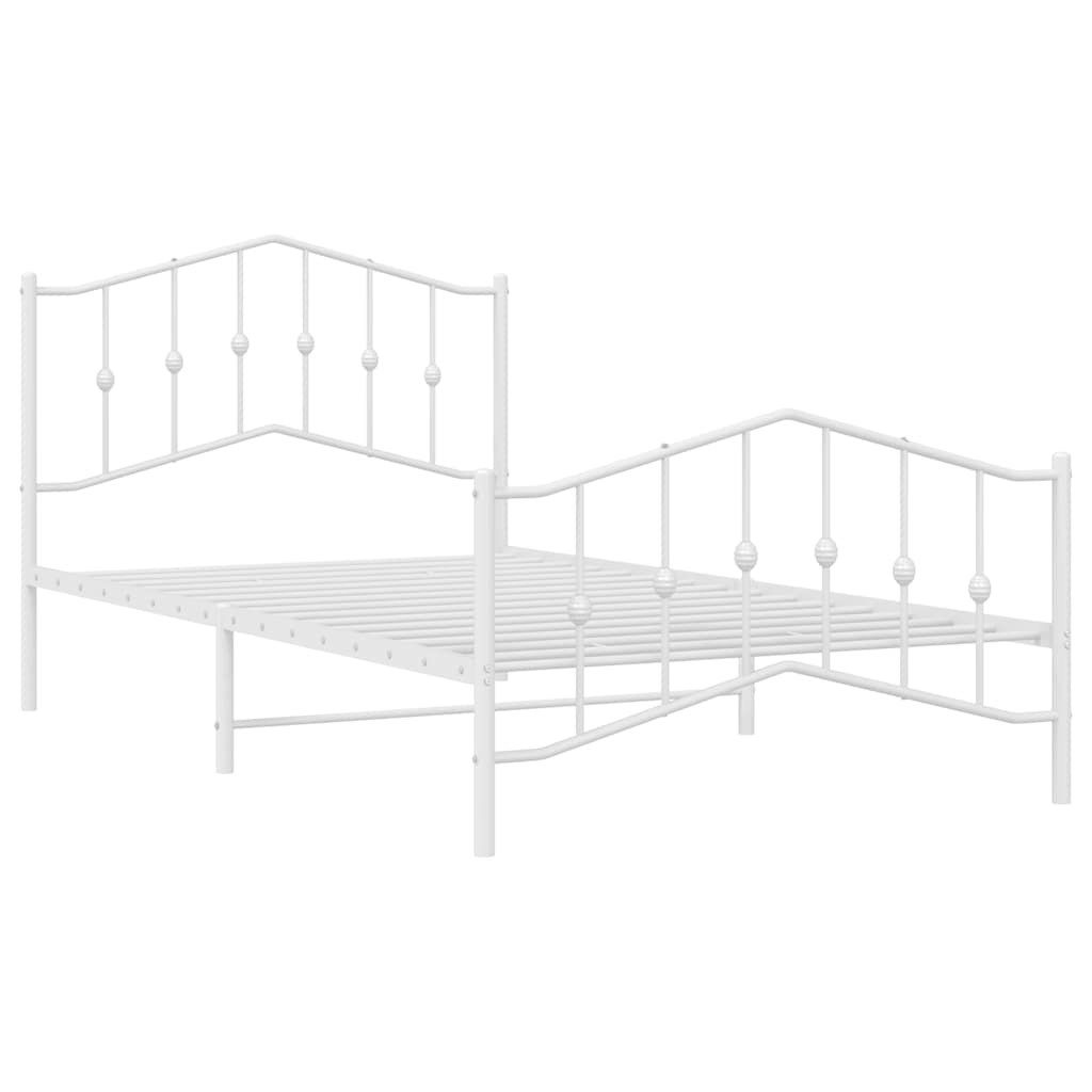 Sengeramme i metall med hode- og fotgavl hvit 100x200 cm