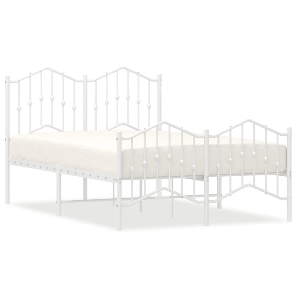 Sengeramme i metall med hode- og fotgavl hvit 120x190 cm