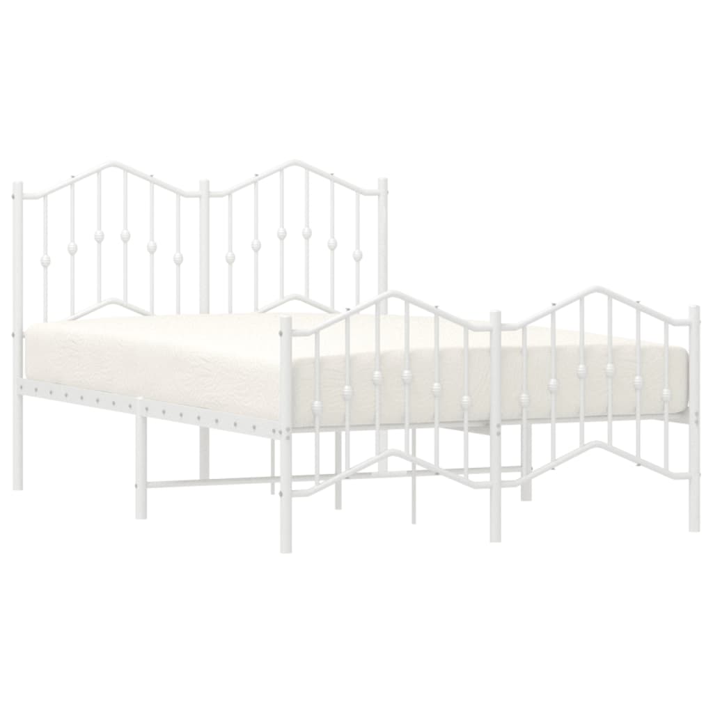 Sengeramme i metall med hode- og fotgavl hvit 120x190 cm