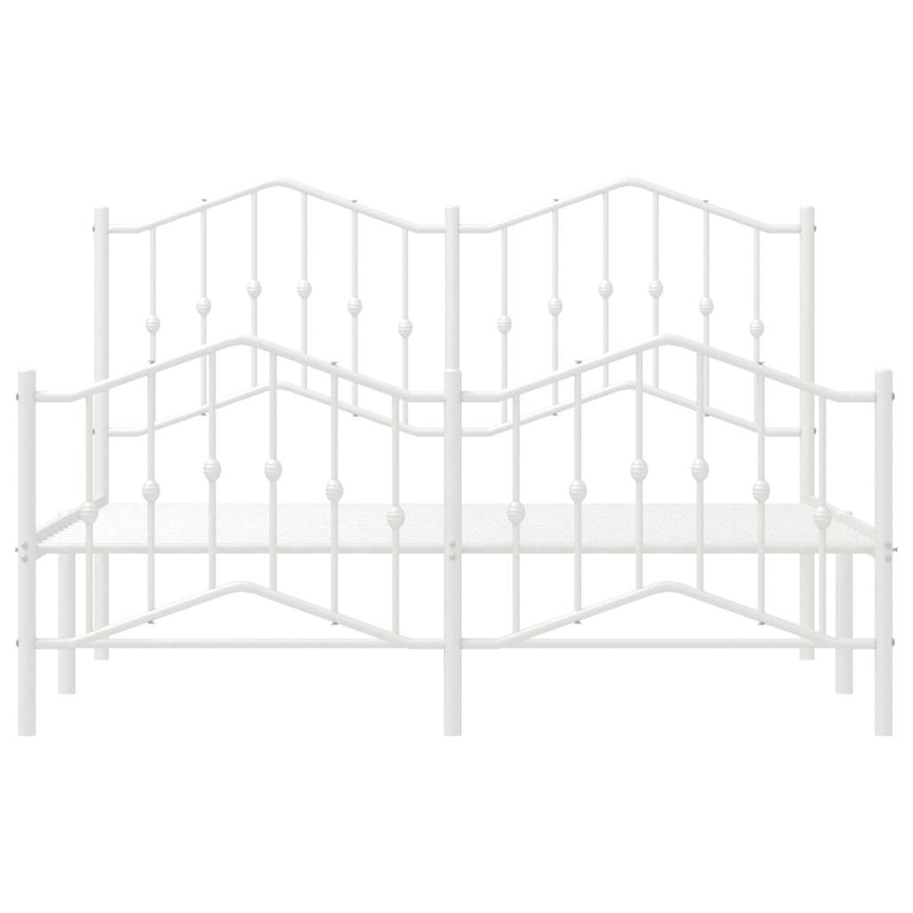 Sengeramme i metall med hode- og fotgavl hvit 135x190 cm