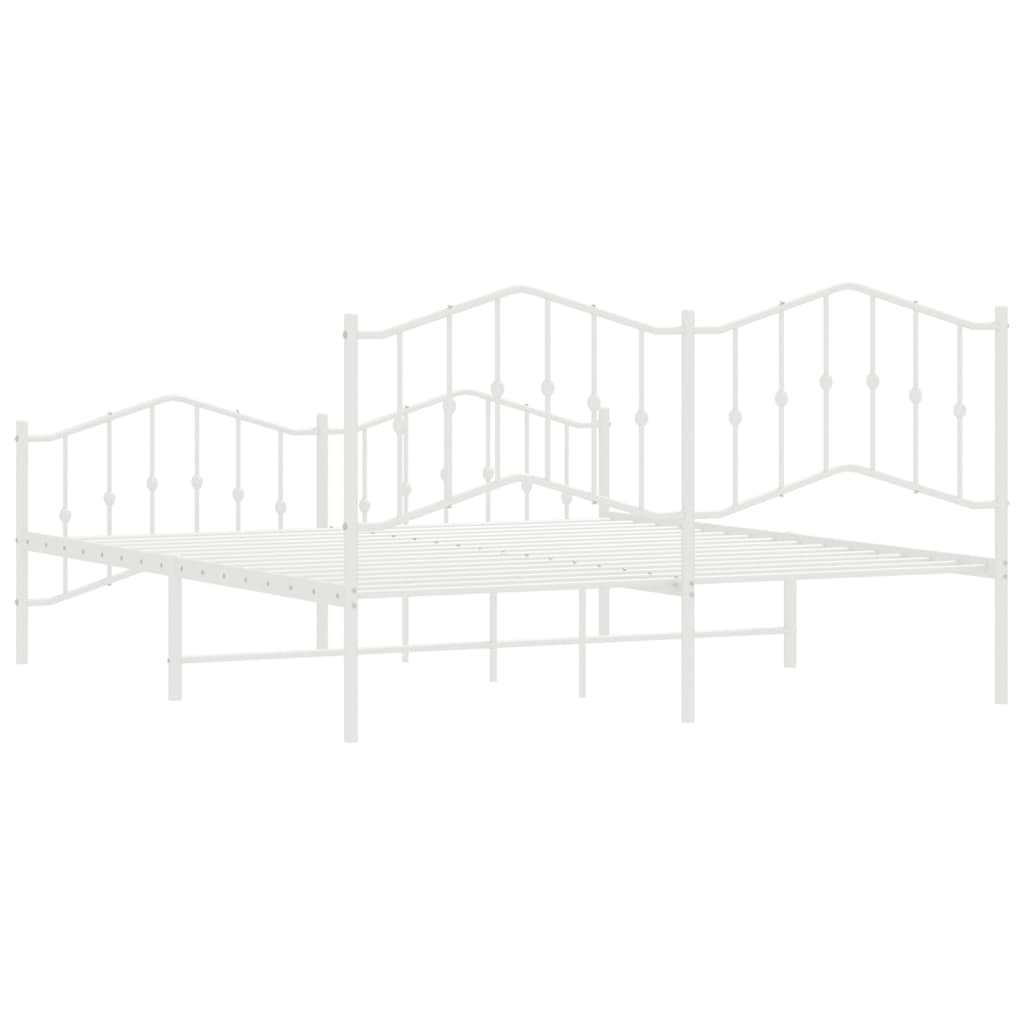 Sengeramme i metall med hode- og fotgavl hvit 160x200 cm