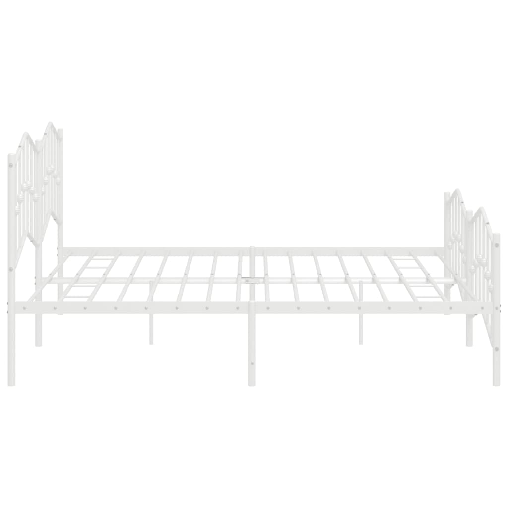 Sengeramme i metall med hode- og fotgavl hvit 200x200 cm