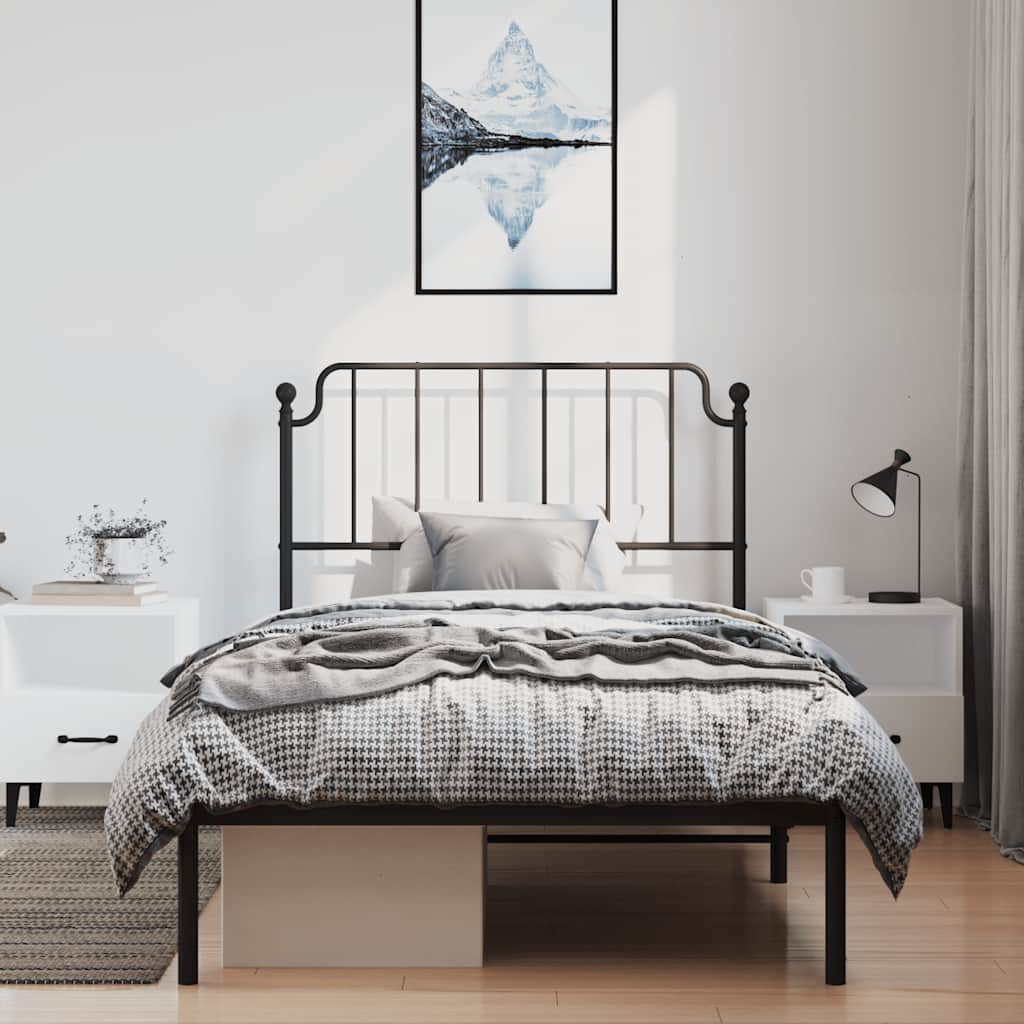 Sengeramme i metall med hodegavl svart 100x190 cm