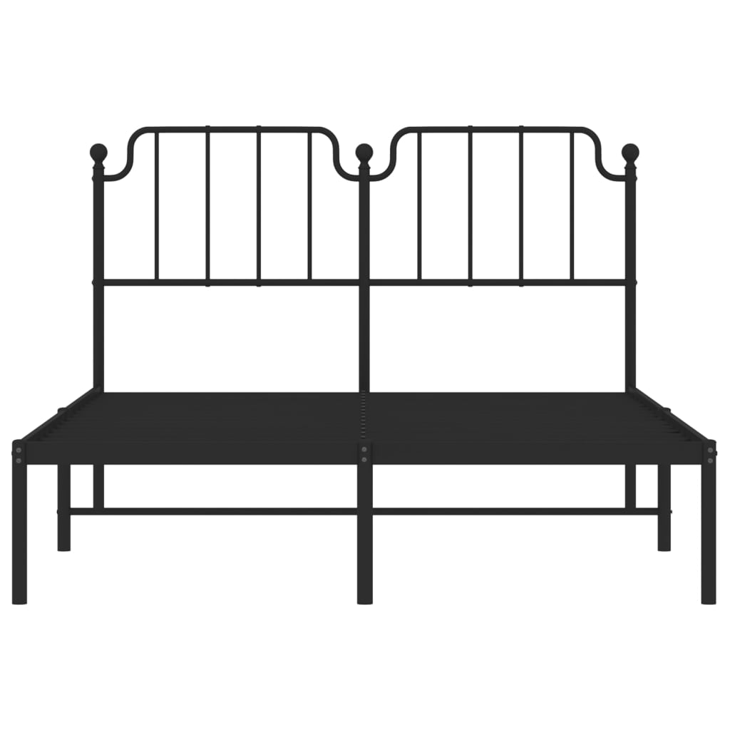 Sengeramme i metall med sengegavl svart 140x200 cm