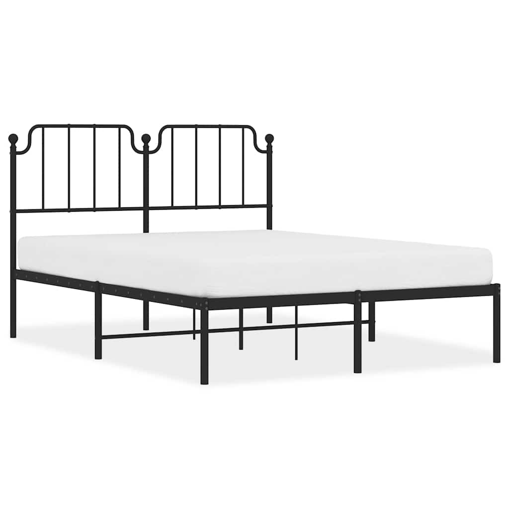 Sengeramme i metall med sengegavl svart 150x200 cm