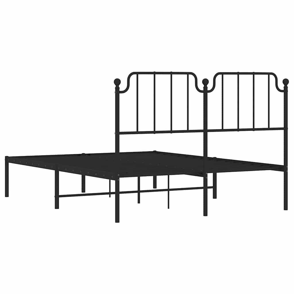 Sengeramme i metall med sengegavl svart 150x200 cm