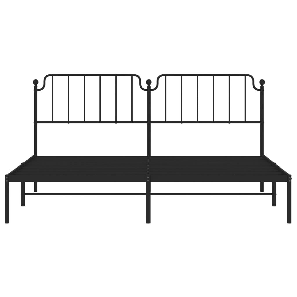 Sengeramme i metall med sengegavl svart 200x200 cm