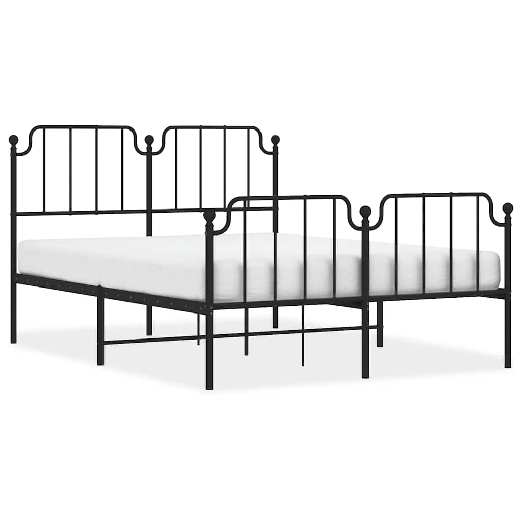 Sengeramme i metall med hode- og fotgavl svart 135x190 cm