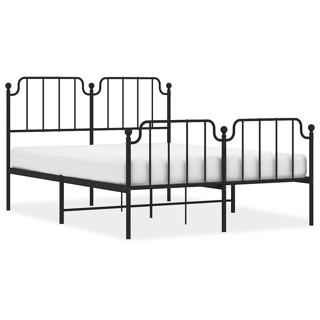 Sengeramme i metall med hode- og fotgavl svart 135x190 cm
