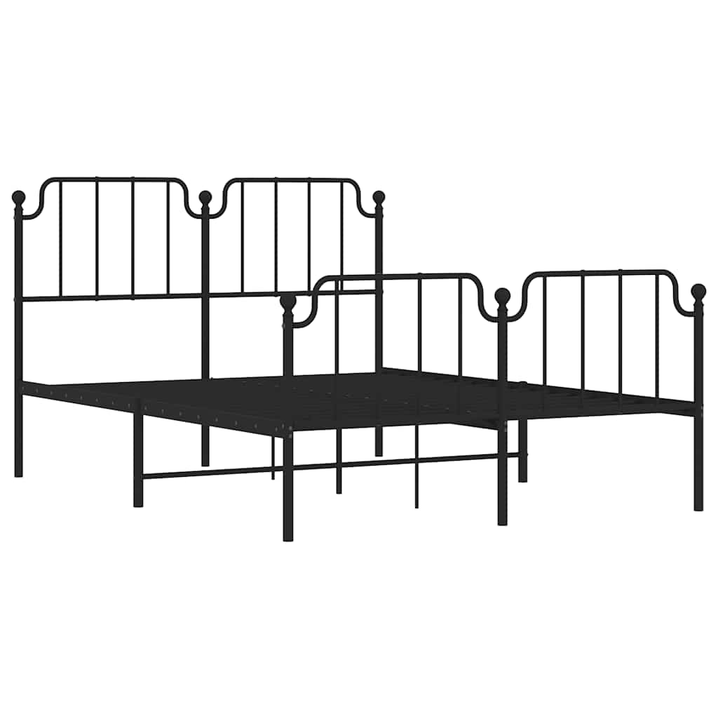 Sengeramme i metall med hode- og fotgavl svart 135x190 cm