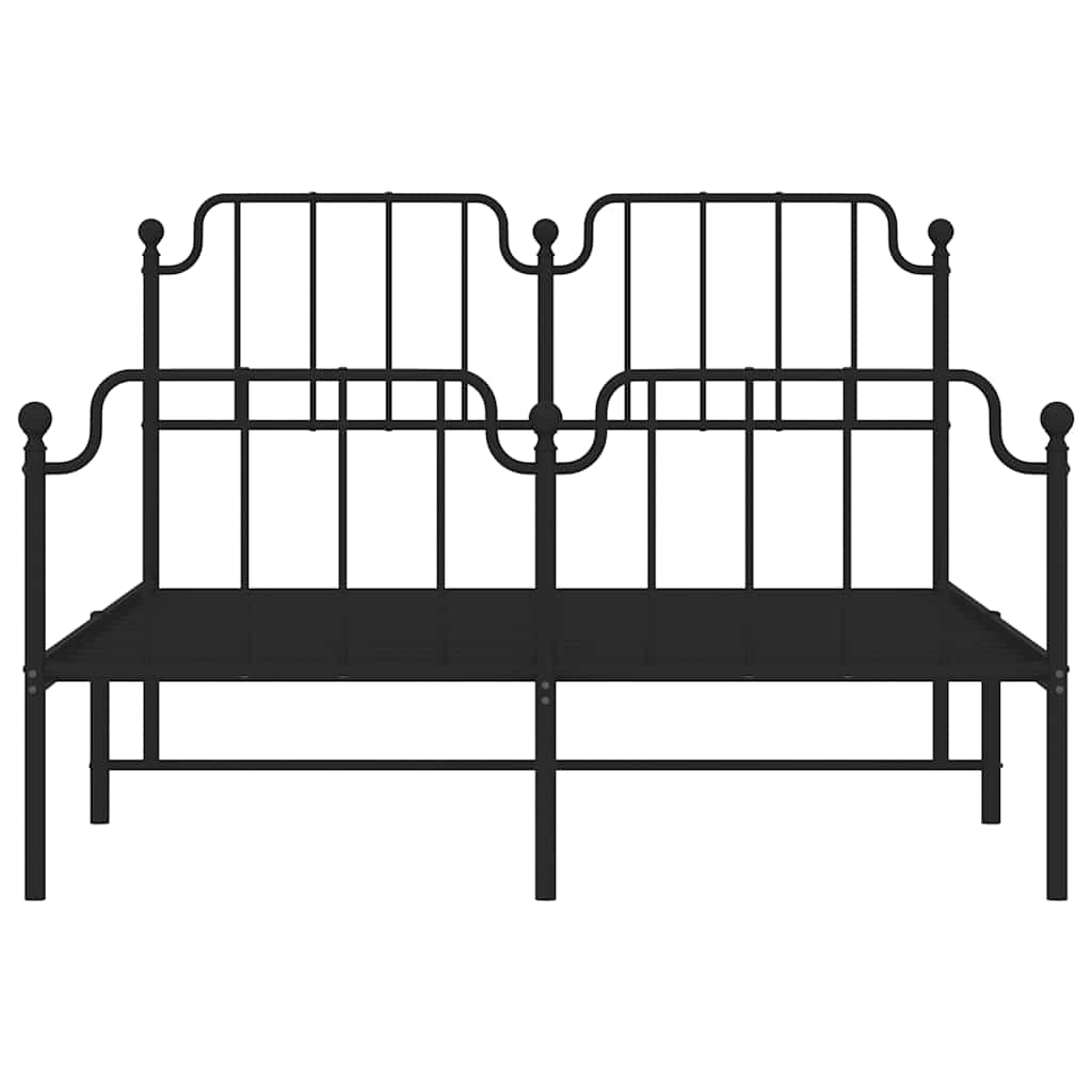 Sengeramme i metall med hode- og fotgavl svart 135x190 cm