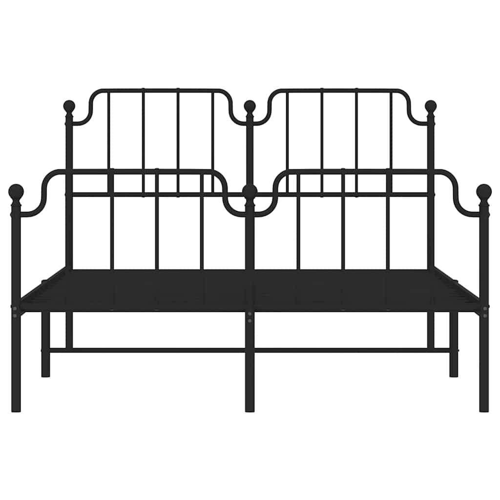 Sengeramme i metall med hode- og fotgavl svart 135x190 cm