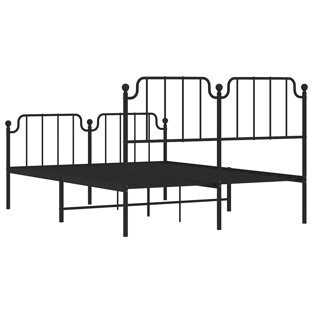 Sengeramme i metall med hode- og fotgavl svart 135x190 cm