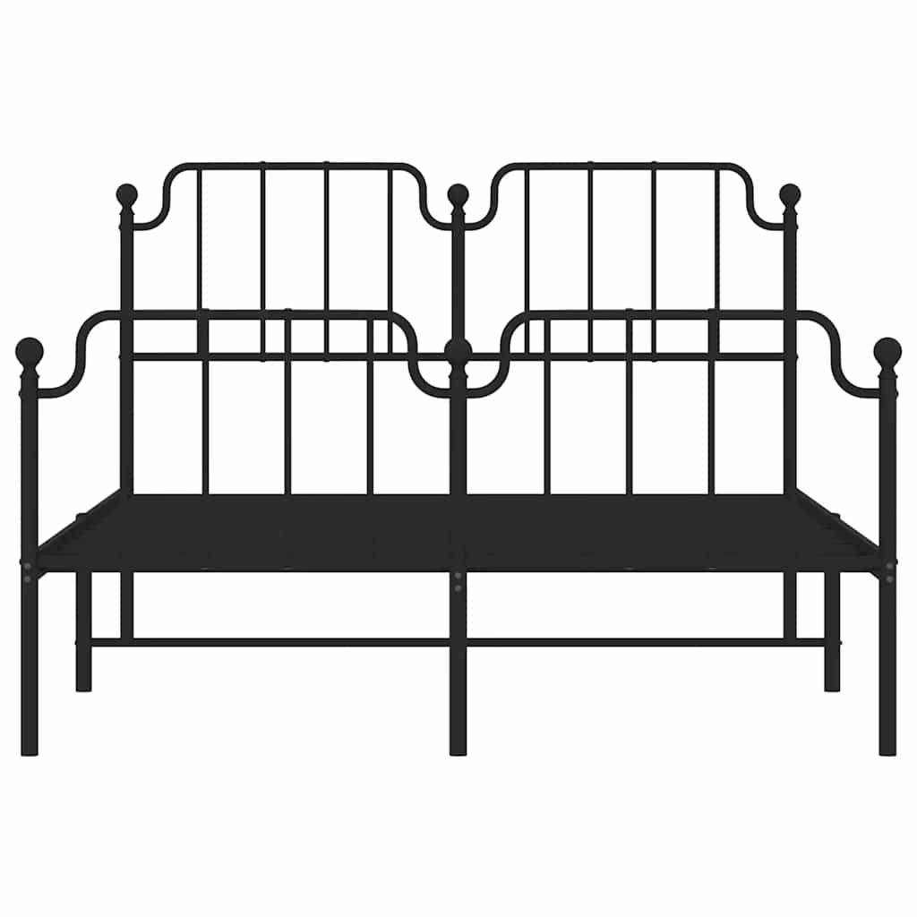 Sengeramme i metall med hode- og fotgavl svart 150x200 cm