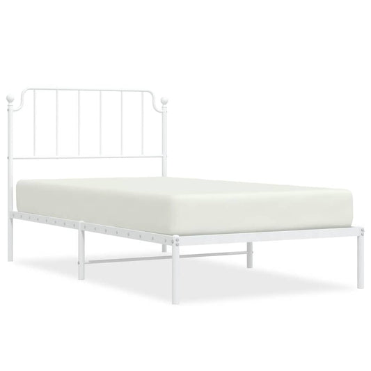 Sengeramme i metall med hodegavl hvit 100x190 cm