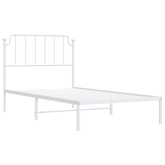 Sengeramme i metall med hodegavl hvit 100x190 cm