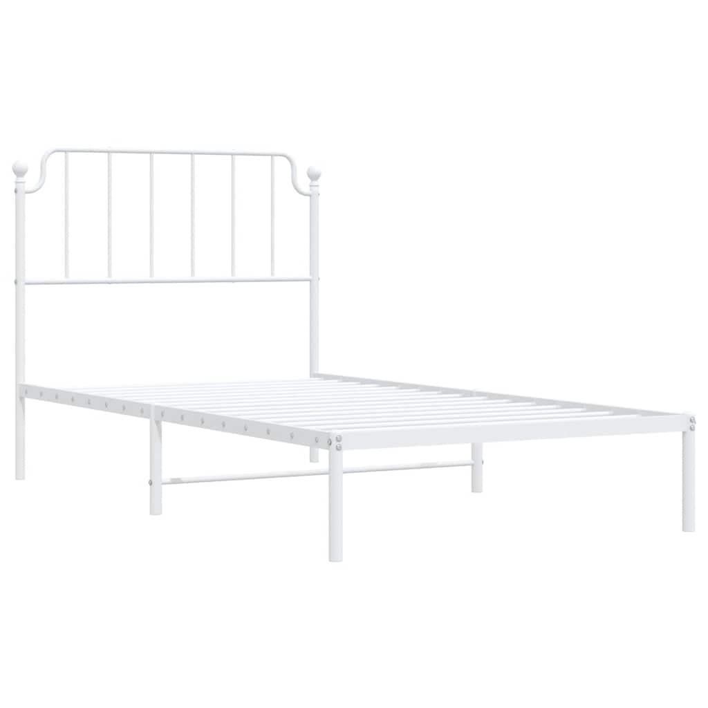 Sengeramme i metall med hodegavl hvit 100x200 cm