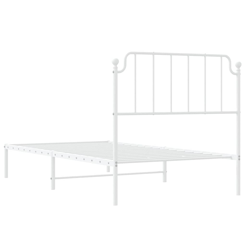 Sengeramme i metall med hodegavl hvit 100x200 cm