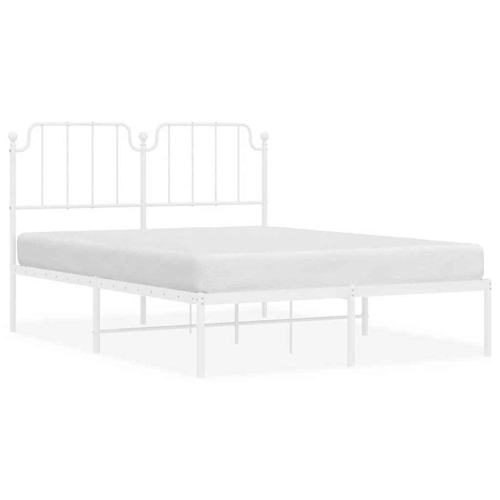 Sengeramme i metall med sengegavl hvit 150x200 cm