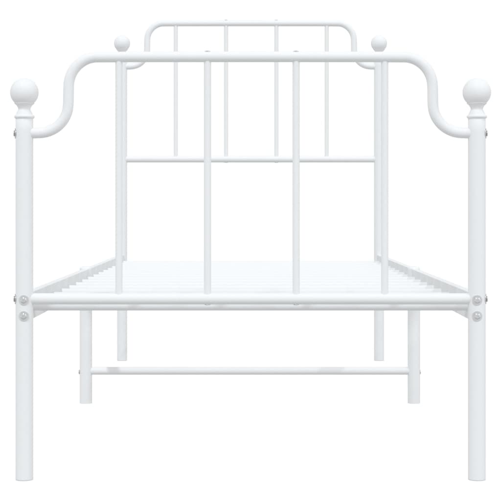 Sengeramme i metall med hode- og fotgavl hvit 75x190 cm