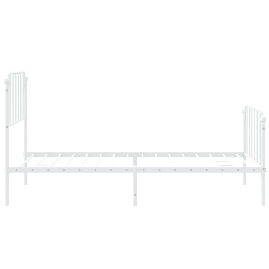 Sengeramme i metall med hode- og fotgavl hvit 107x203 cm vidaXL