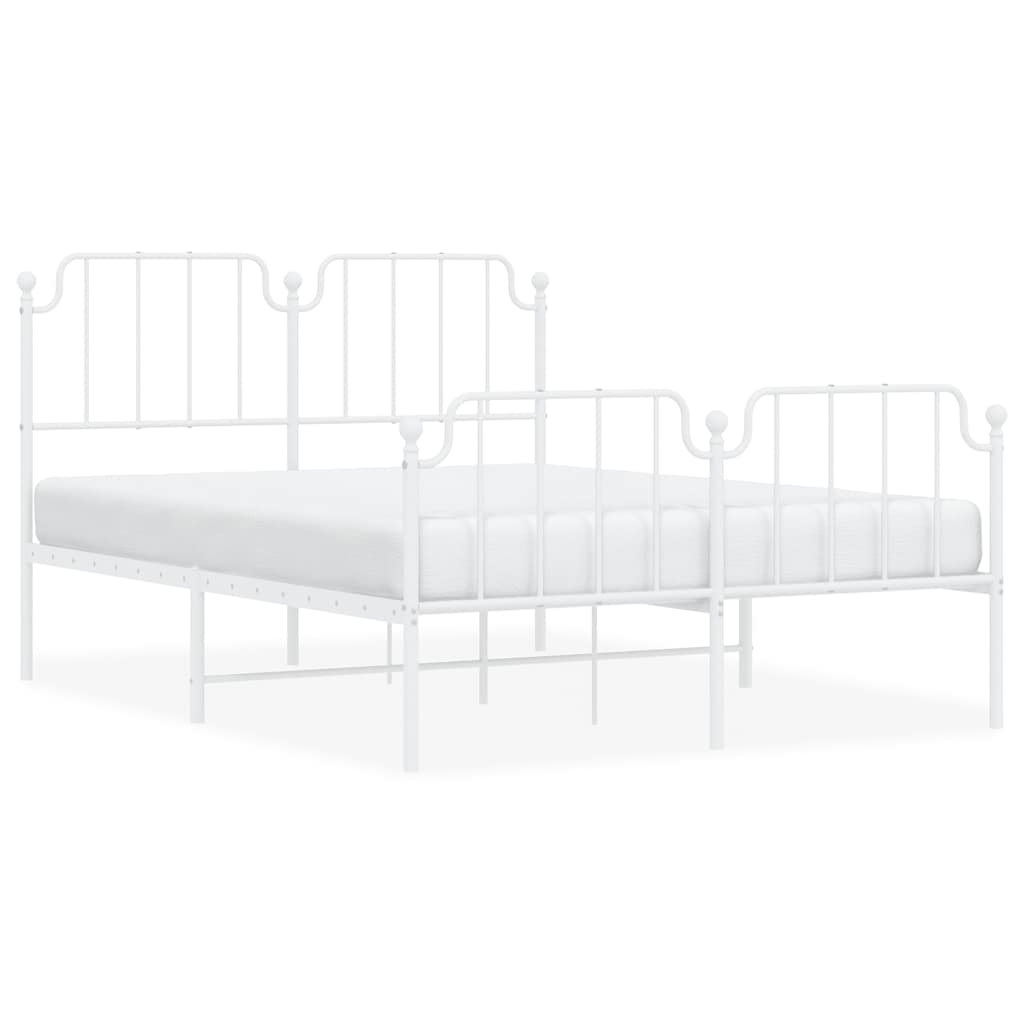 Sengeramme i metall med hode- og fotgavl hvit 135x190 cm