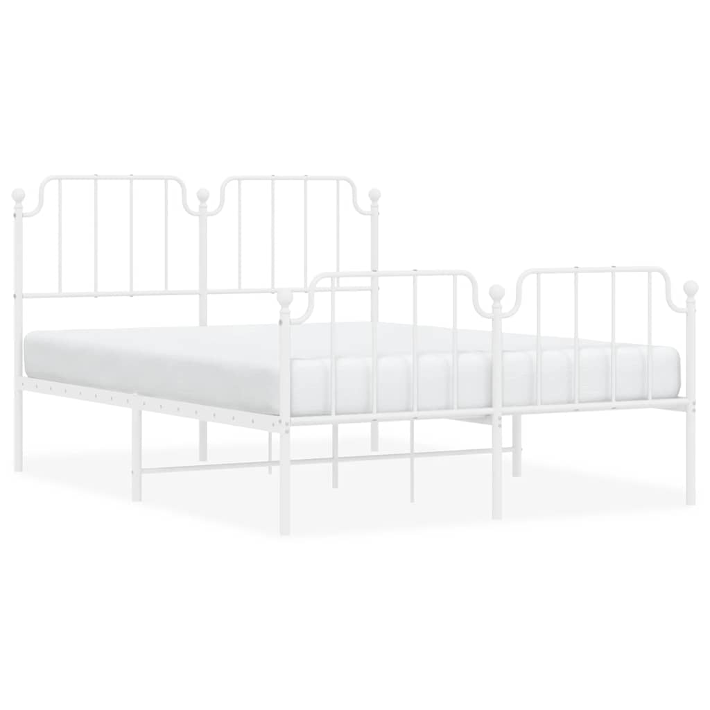 Sengeramme i metall med hode- og fotgavl hvit 150x200 cm