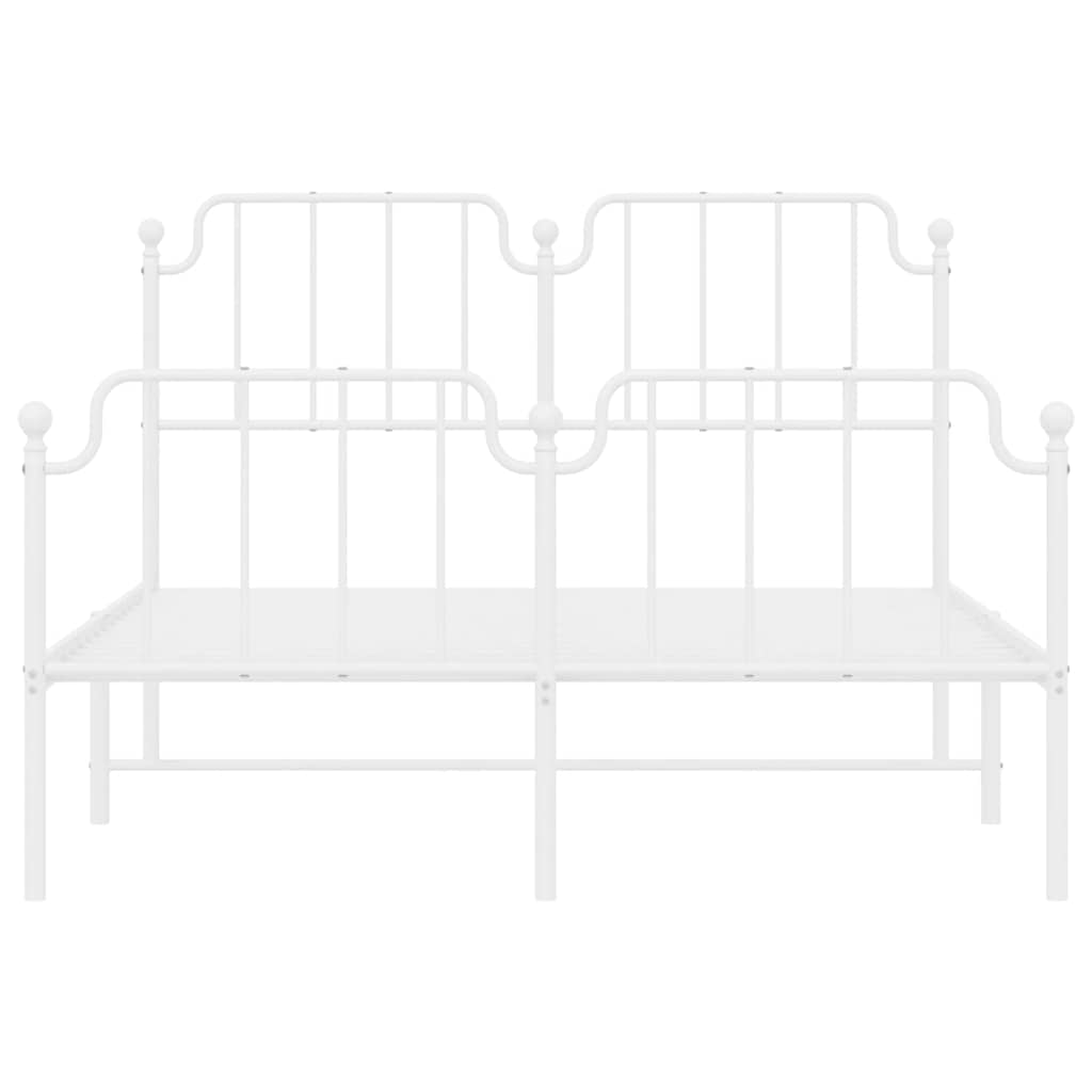 Sengeramme i metall med hode- og fotgavl hvit 150x200 cm