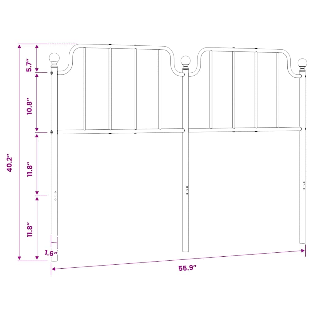 Utskiftbar sengegavl i metall hvit 135 cm