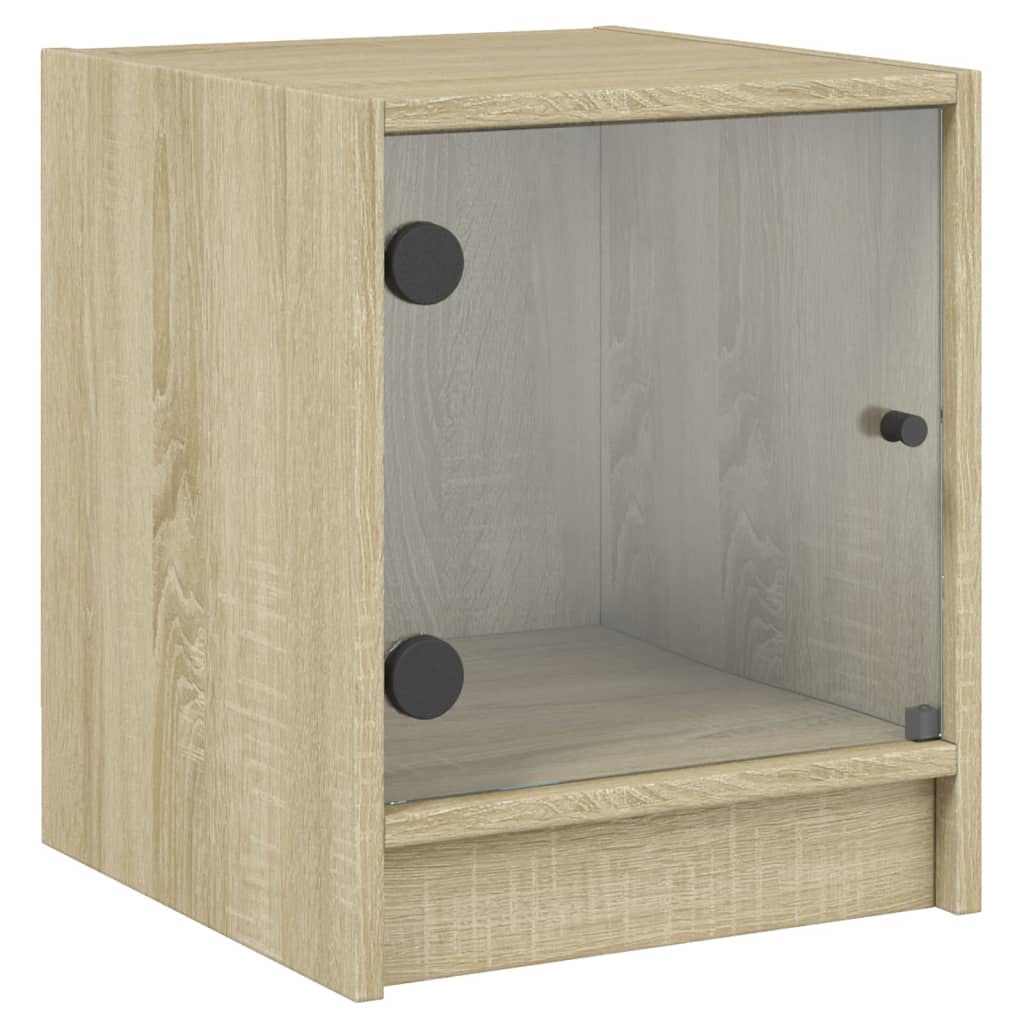 Nattbord med glassdører 2 stk sonoma eik 35x37x42 cm