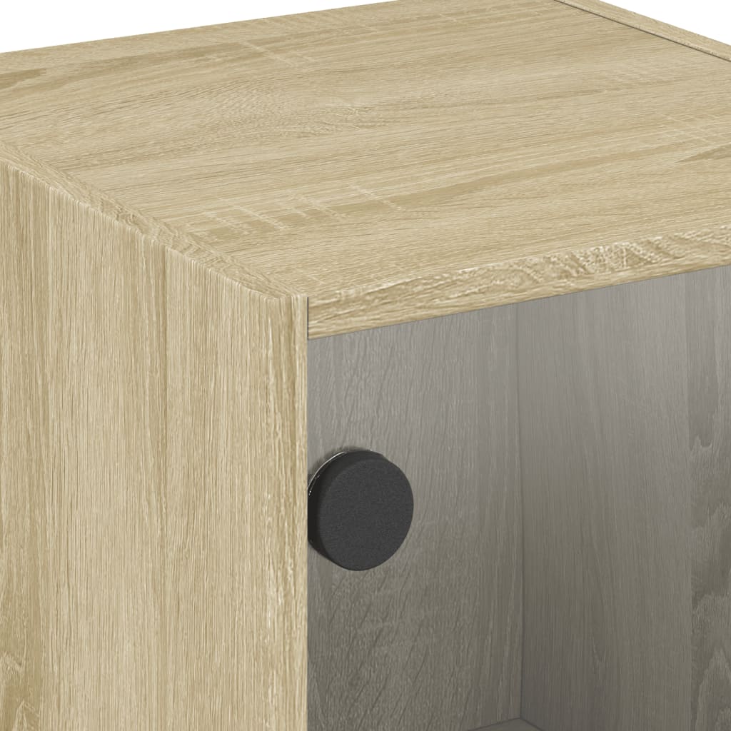 Nattbord med glassdører 2 stk sonoma eik 35x37x42 cm