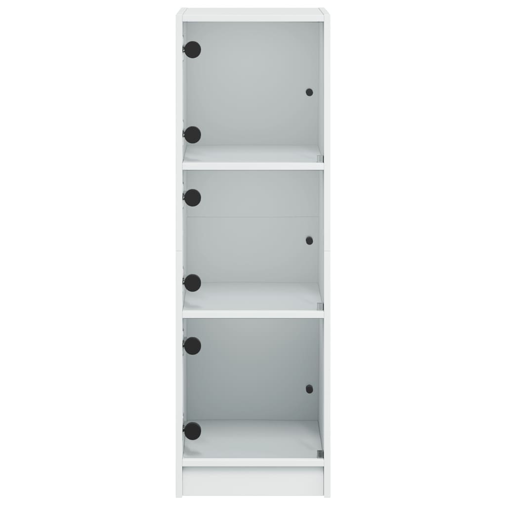 Highboard med glassdører hvit 35x37x109 cm