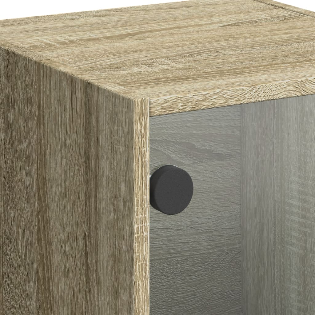 Highboard med glassdører sonoma eik 35x37x109 cm