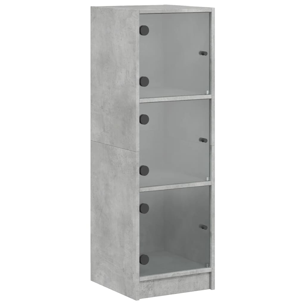 Highboard med glassdører betonggrå 35x37x109 cm