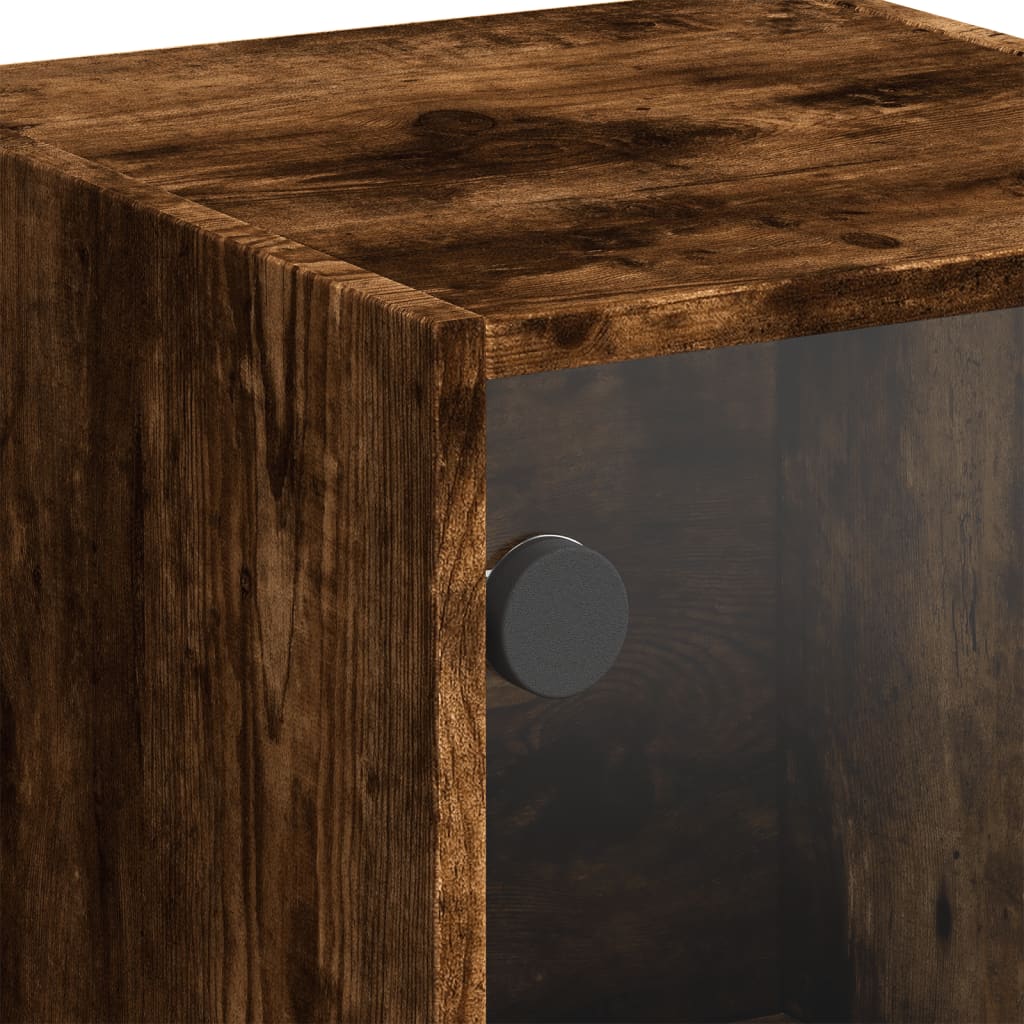 Highboard med glassdører røkt eik 35x37x109 cm