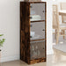 Highboard med glassdører røkt eik 35x37x109 cm
