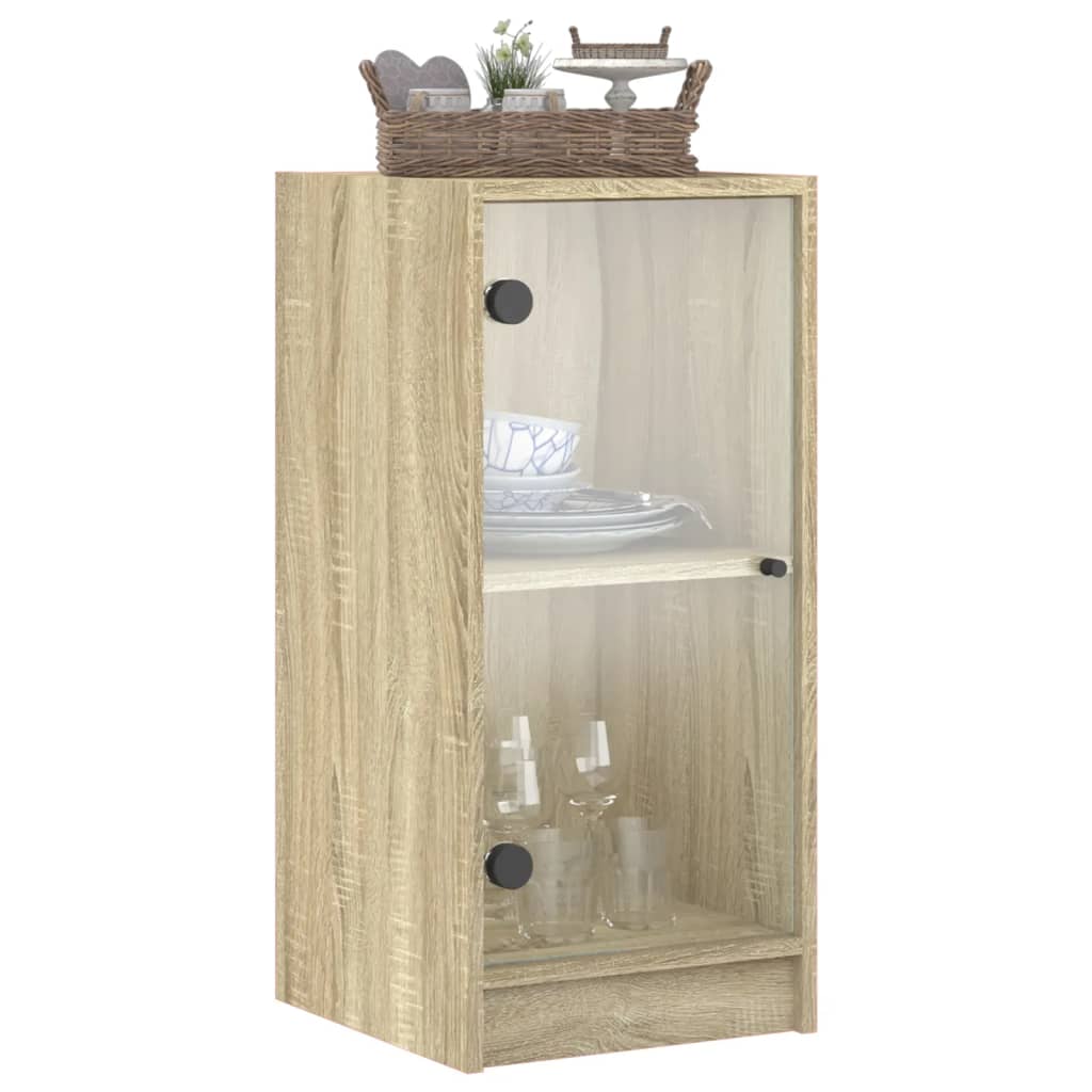 Sideskap med glassdører sonoma eik 35x37x75,5 cm