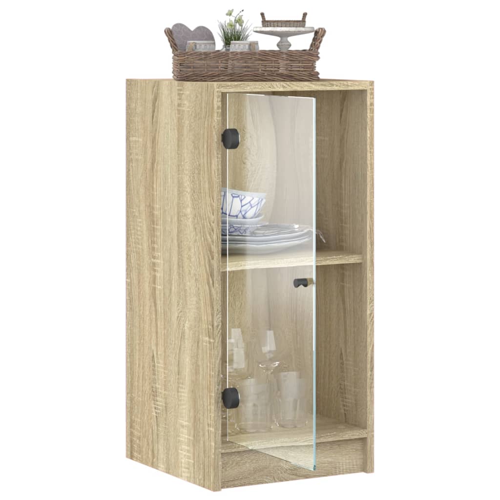Sideskap med glassdører sonoma eik 35x37x75,5 cm