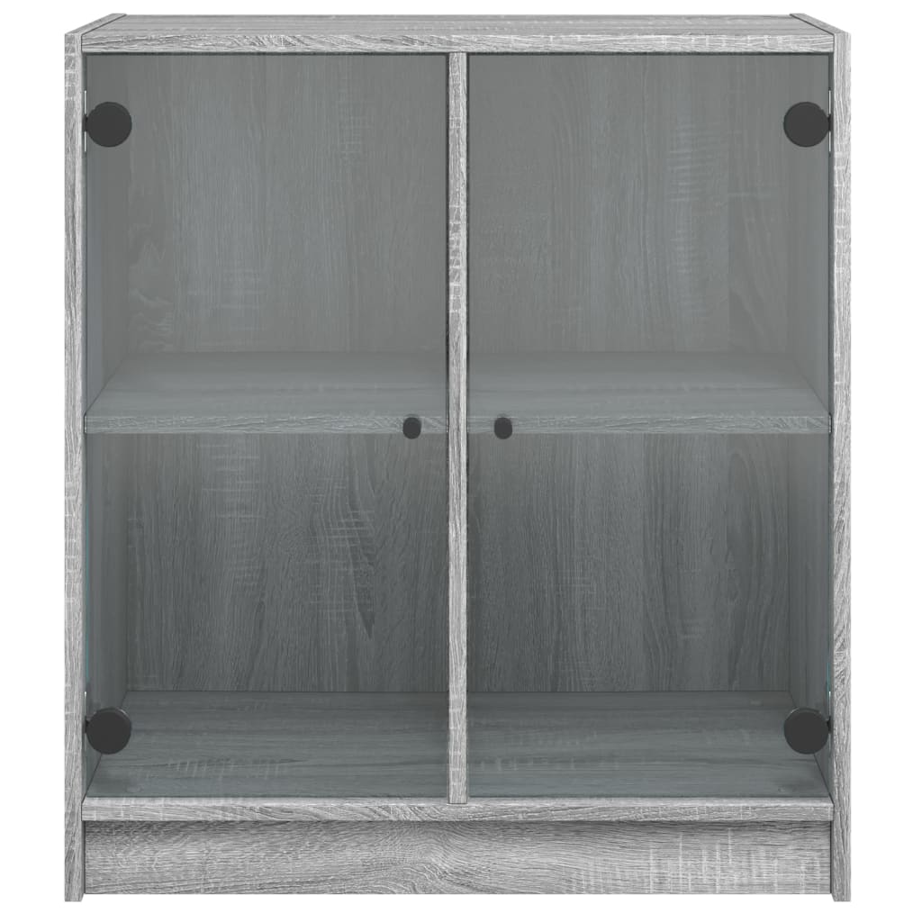 Veggskap med glassdører grå sonoma 68x37x75,5 cm