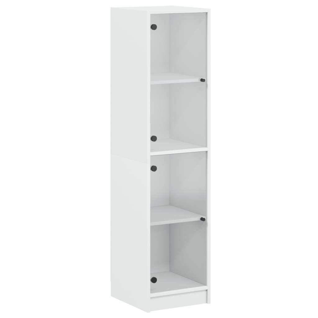 Highboard med glassdører hvit 35x37x142 cm