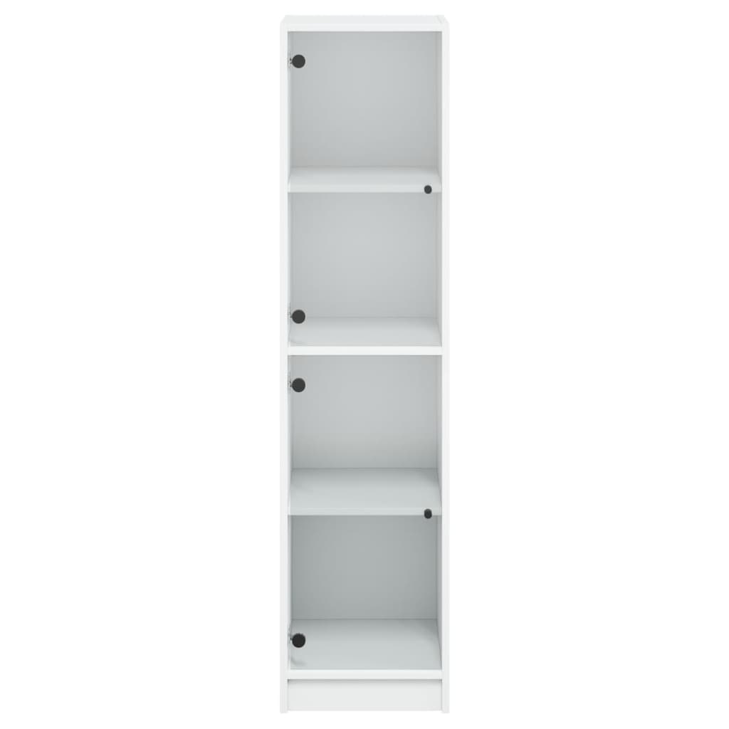 Highboard med glassdører hvit 35x37x142 cm