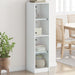 Highboard med glassdører hvit 35x37x142 cm